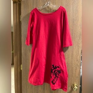 Red Svaha Dress w/ Embroidered Heart